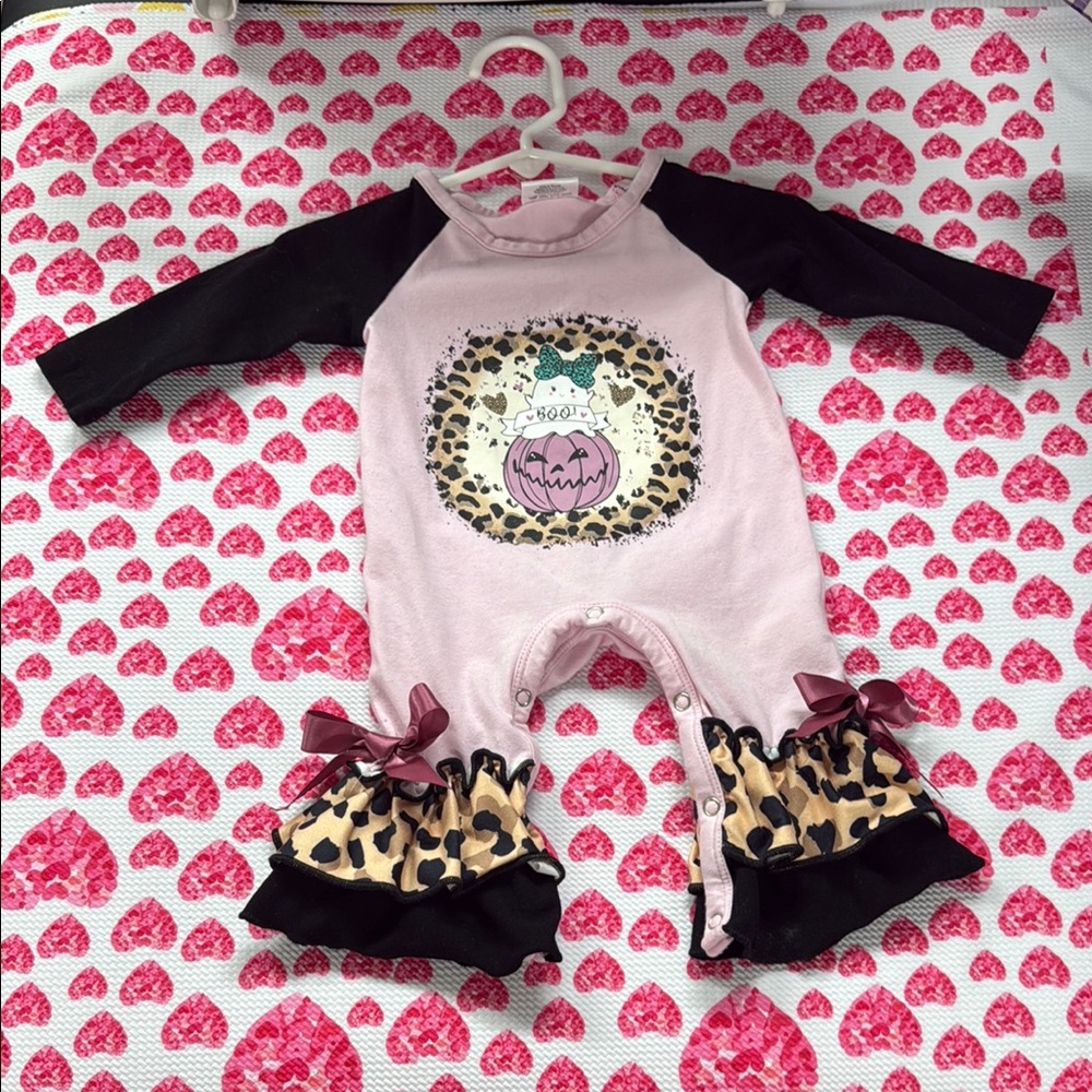 Pink and Black Halloween Kids One Piece